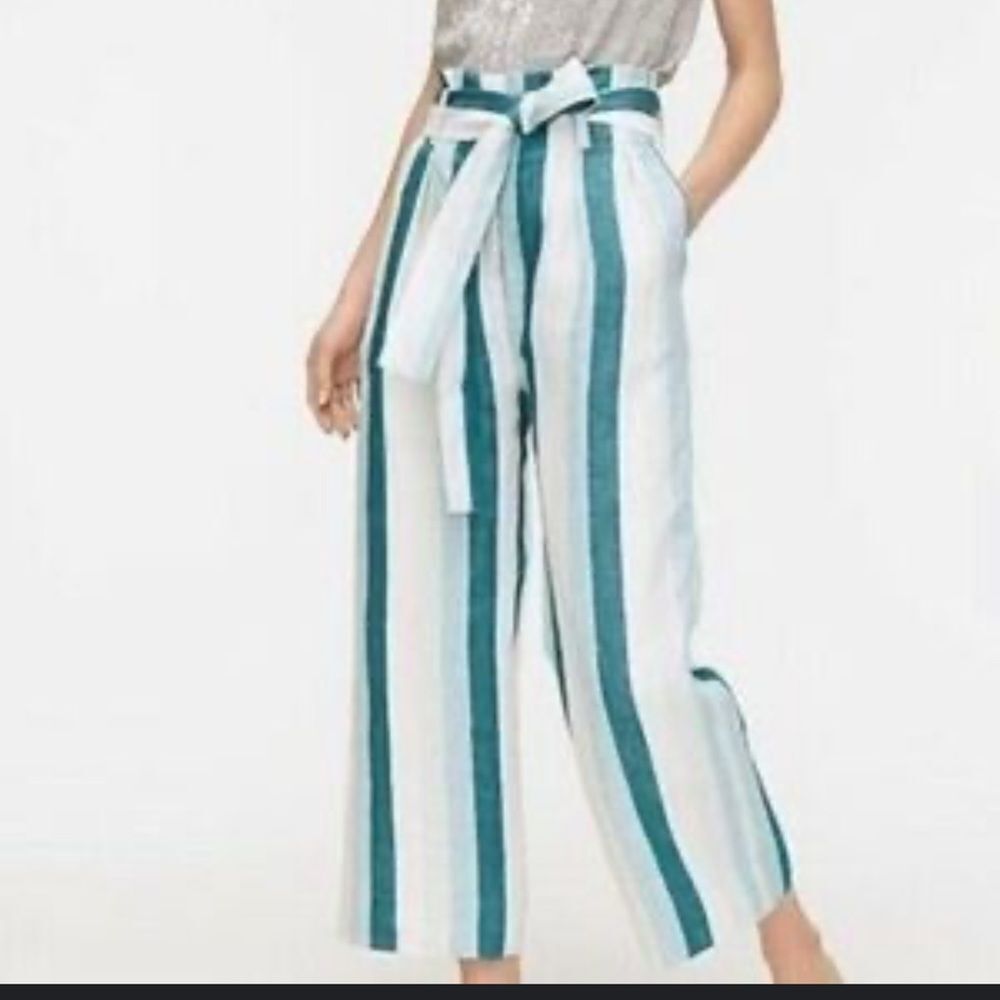 J. Crew Paperbag Linen Cabana Stripe size 8